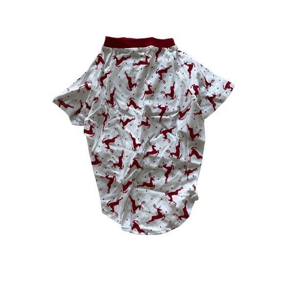 Leveret Reindeer Dog Pajamas White & Red Soft Cotton - Picture 2 of 3